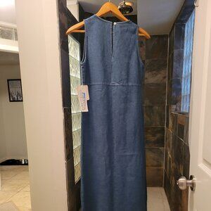 Long Low Cut Denim Dress